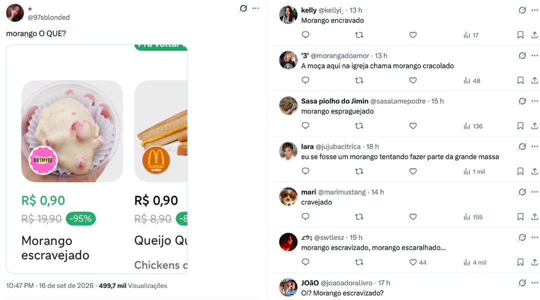 Captura de tela mostrando erro de digitação em cardápio de delivery
