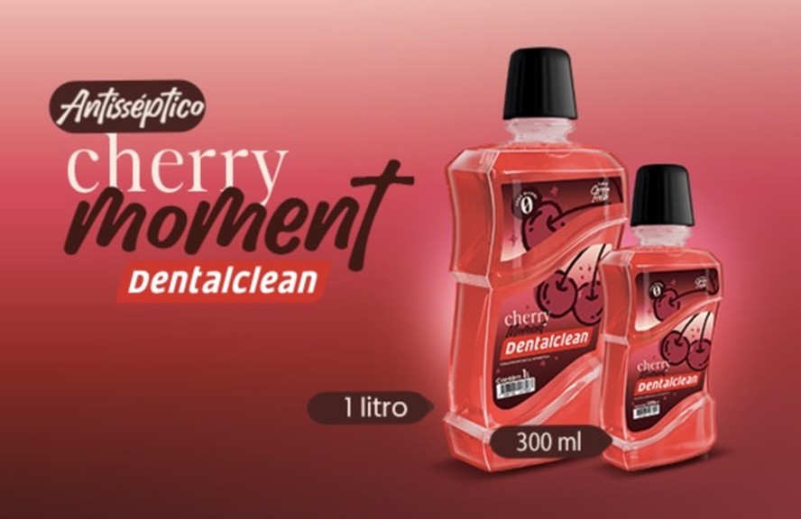 Embalagem do antisséptico bucal Cherry Moment de 1 litro da Dentalclean