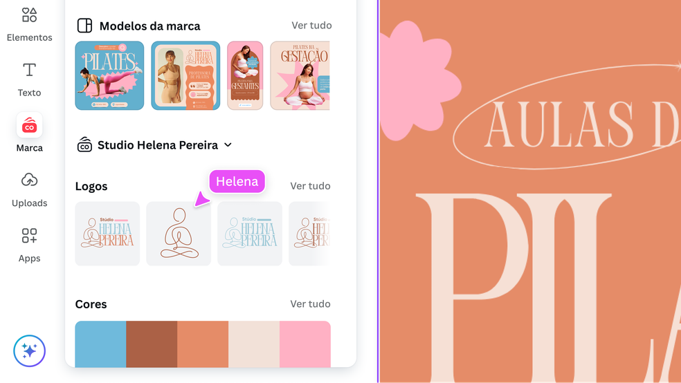 Plataforma Canva fornece sugestões de layout para qualquer negócio montar sua identidade visual. — Foto: Divulgação