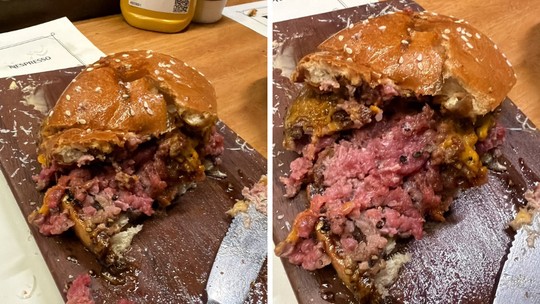 Hambúrguer de R$ 85 viraliza após cliente dizer que carne veio crua: 'Mais fácil morder um boi'