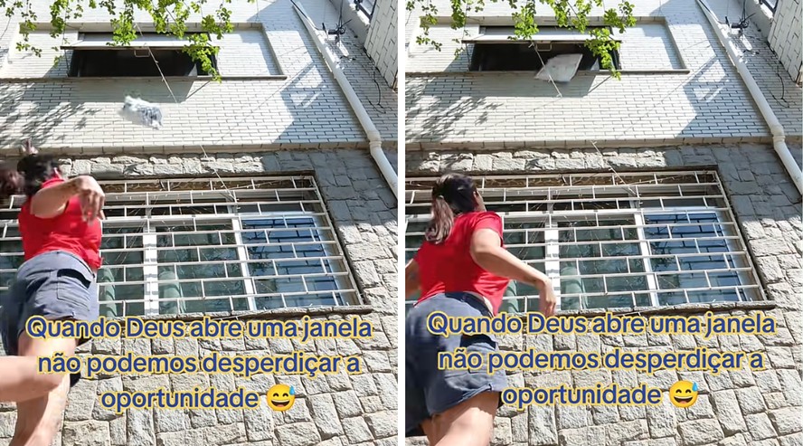 Entregadora preparando arremesso de pacote