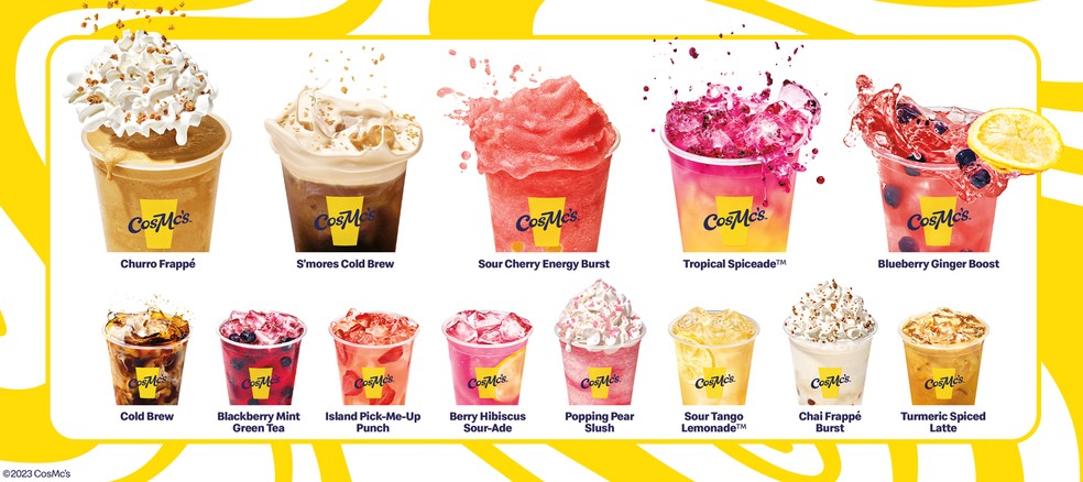 Cardápio de bebidas da CosMc's, cafeteria do McDonald's — Foto: Divulgação