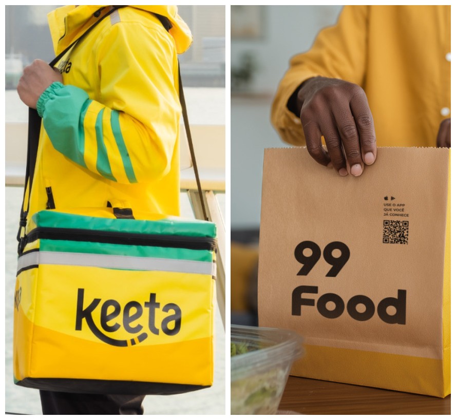Logotipos da 99Food e Keeta representando disputa judicial no delivery
