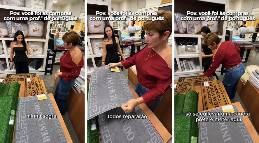 Sogra corrige nora ao apontar erro ortográfico em tapete