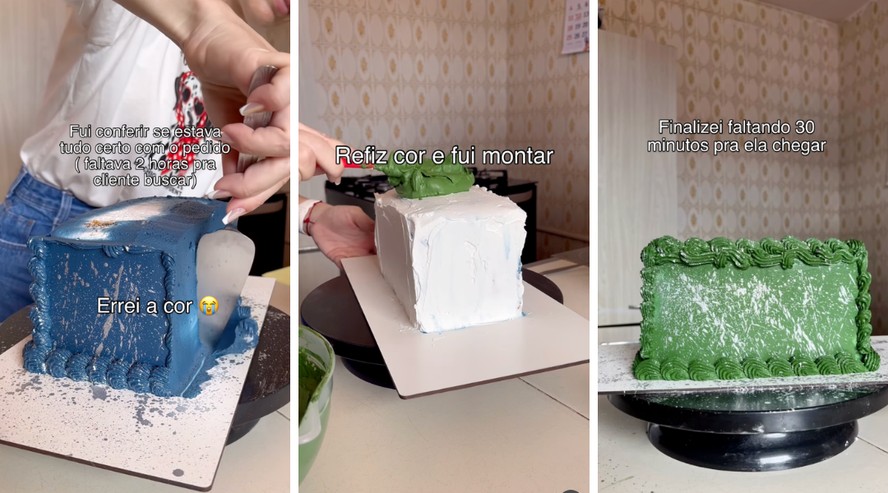 Confeiteira refaz bolo 2h antes da entrega por erro de cor