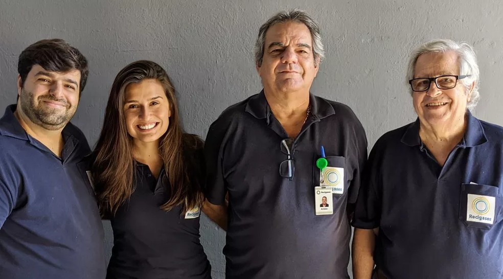 Filipe e Fernanda Colaço, Anísio Campos e Jorge Colaço, sócios da Recigases — Foto: Divulgação