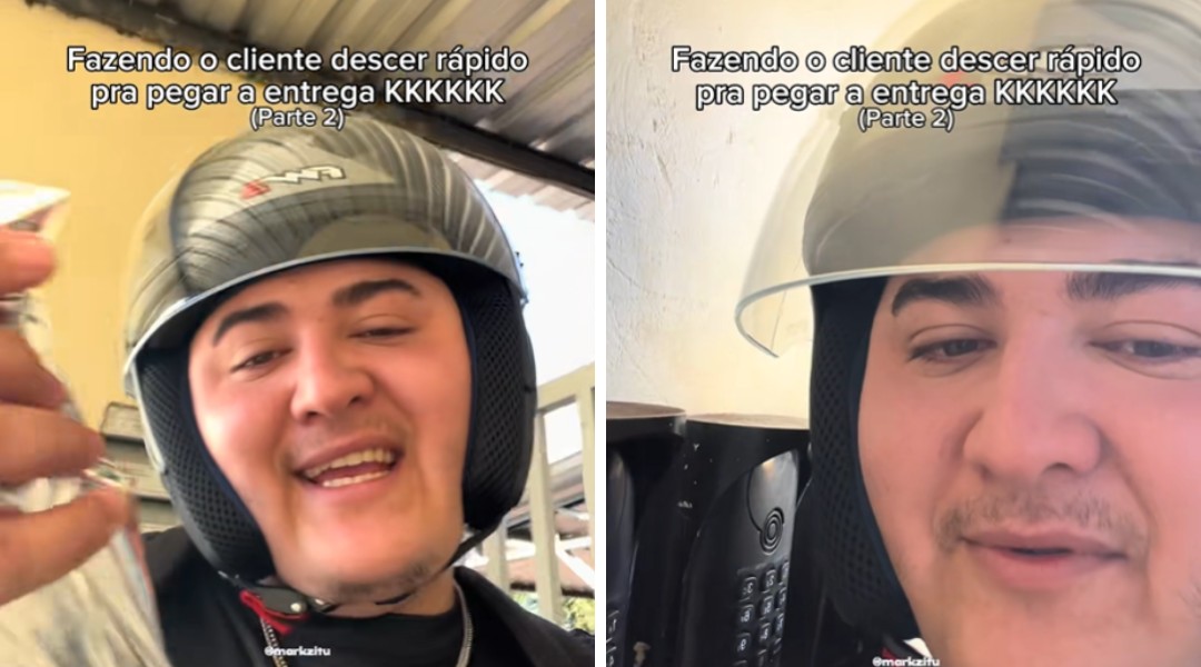 Entregador viraliza com truque divertido para apressar entrega de delivery