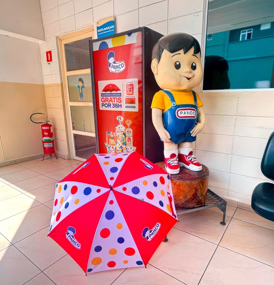 Estação autônoma de compartilhamento de guarda-chuvas Rentbrella