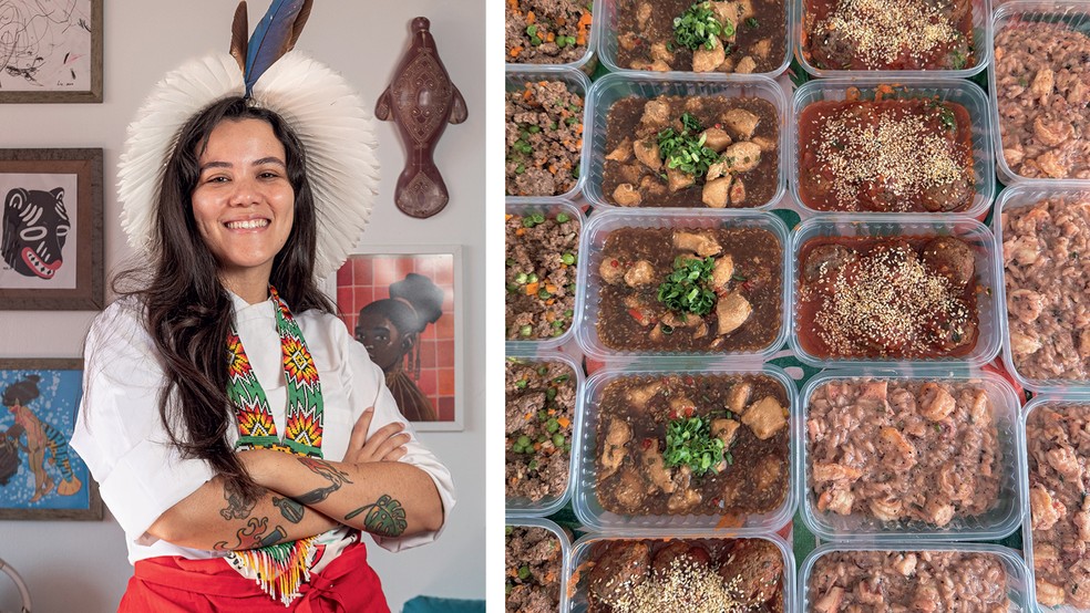 HERANÇA - Deborah Pataxó transformou a culinária indígena da família em serviço de personal chef e projeta R$ 60 mil em receita até o fim do ano — Foto: Lipe Borges e acervo pessoal