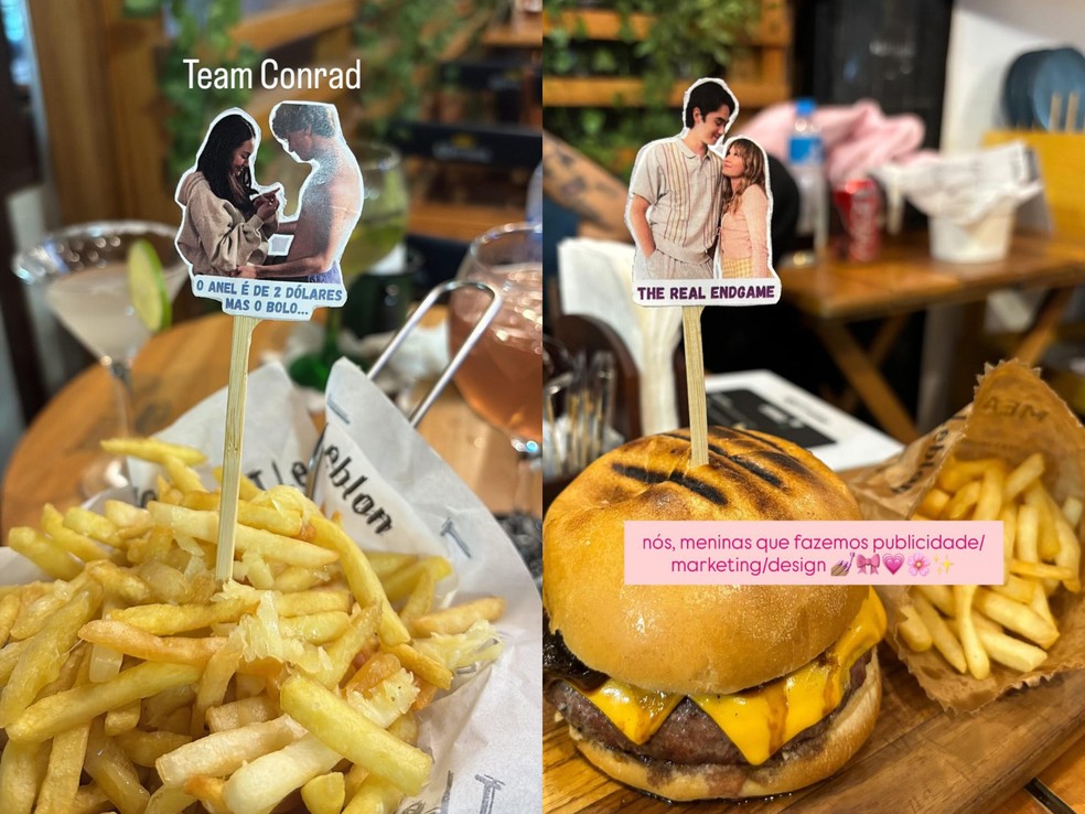 Placas temáticas complementaram os lanches no Meat Leblon — Foto: Reprodução/Instagram