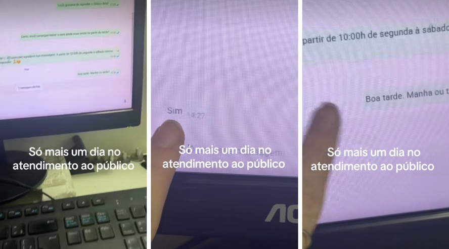 Print de conversa mostrando resposta 'sim' para pergunta de horário