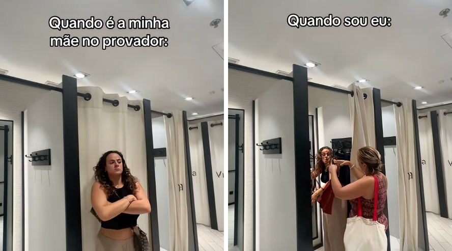 Mulheres em provador de loja