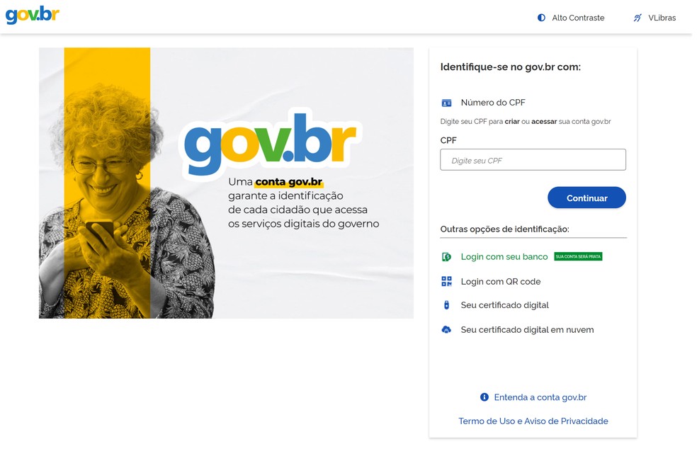 DET: acesso à plataforma é feito com conta gov.br — Foto: Reprodução/MTE