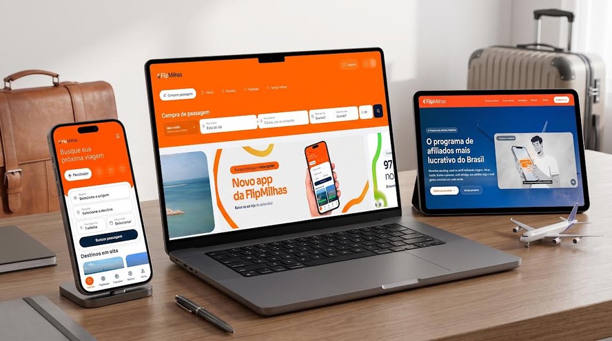 Interface do aplicativo FlipMilhas mostrando opções de viagens